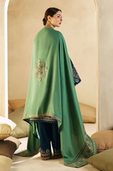 Zara Shahjahan 3 Piece Unstitched Heavy Embroidered Dhanak Suit With Four Sided Embroidered Dhanak Shawl