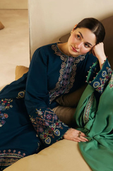 Zara Shahjahan 3 Piece Unstitched Heavy Embroidered Dhanak Suit With Four Sided Embroidered Dhanak Shawl