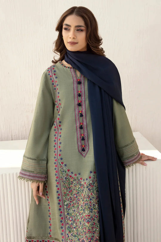 Jazmin - 3pc Winter Embroidered khaddar Shirt With Bumble Wool Shawll