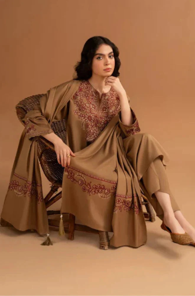 Pezwan - Winter 3PC Unstitched  Dhanak Embroidered Suit