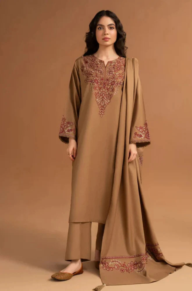 Pezwan - Winter 3PC Unstitched  Dhanak Embroidered Suit