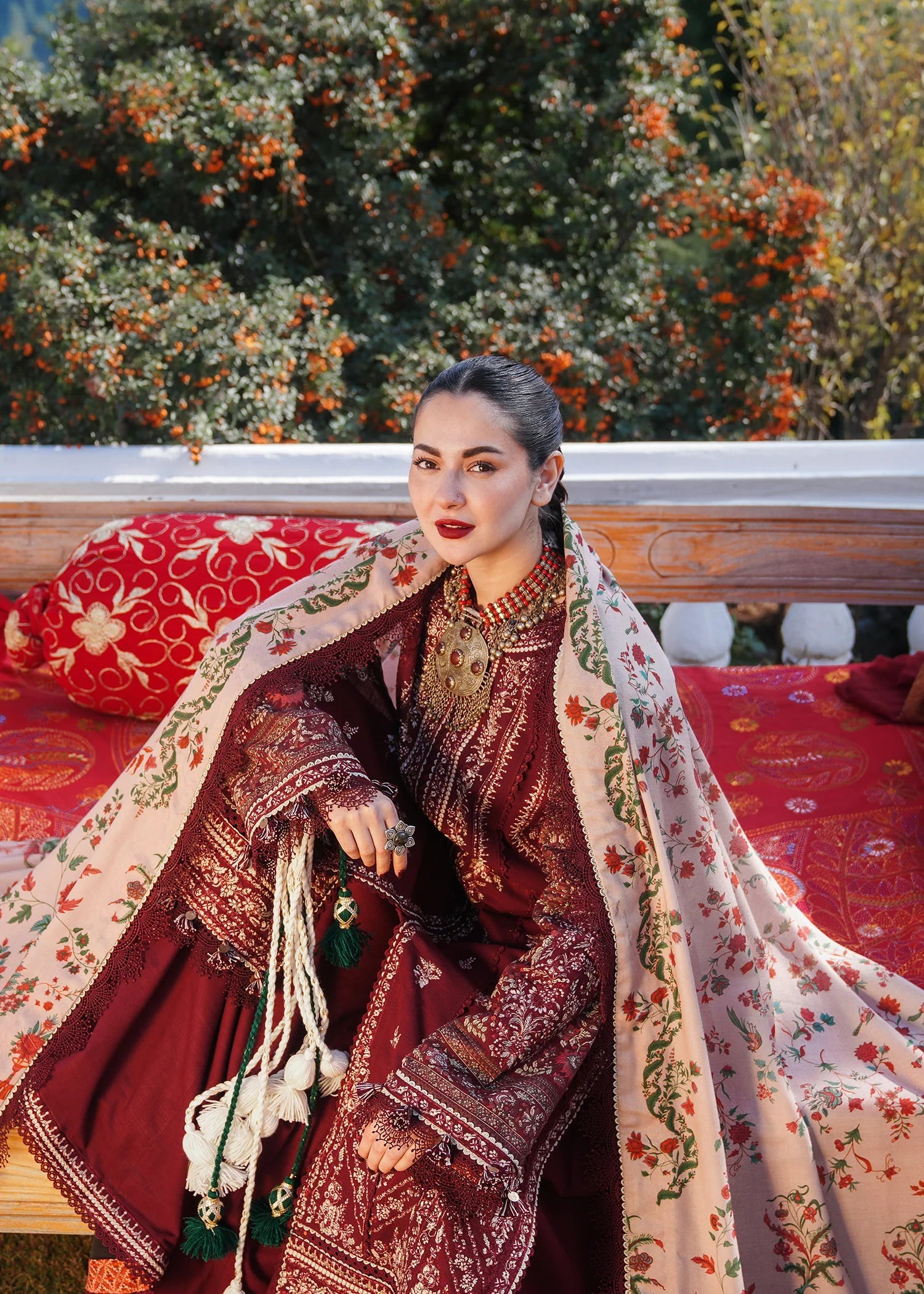 Hussain Rehar - Winter 3Pc Dhanak Embroidered suit