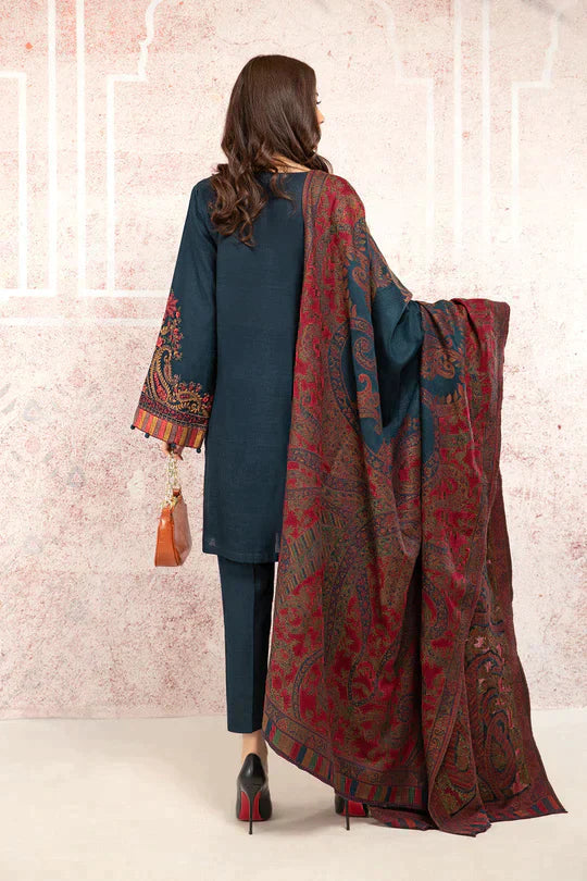 MARIA.B- 3PC Khaddar Embroidered Suit with Printed Wool Shawll