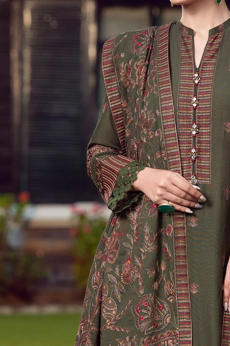 BAREEZE Winter Embroidered Dhanak 3pc Suite