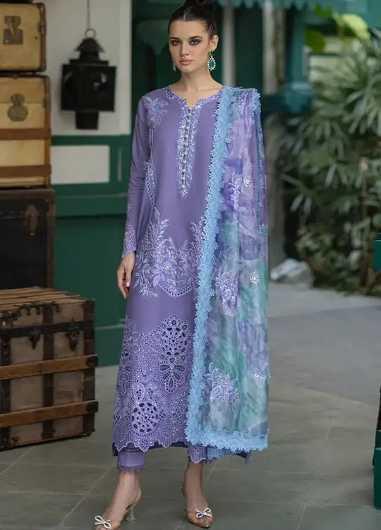 Mushaq - 3PC unstitched Chickan Kari Embroidered dhannak Suite