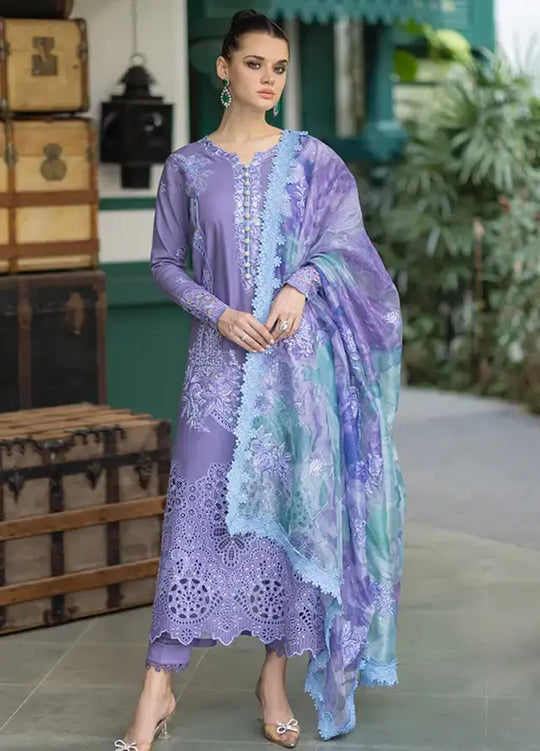 Mushaq - 3PC unstitched Chickan Kari Embroidered dhannak Suite