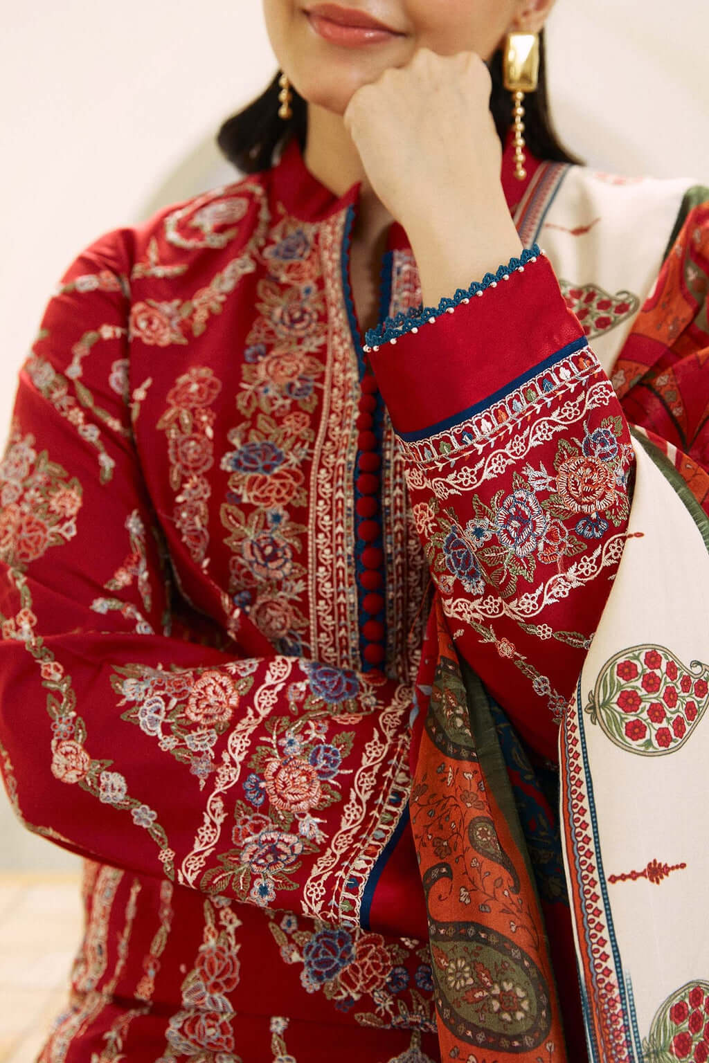 Zara Shahjahan 3 Piece Unstitched Heavy Embroidered Dhanak Suit with Printed Woolen Shawl