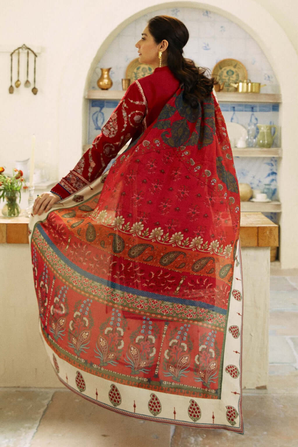 Zara Shahjahan 3 Piece Unstitched Heavy Embroidered Dhanak Suit with Printed Woolen Shawl